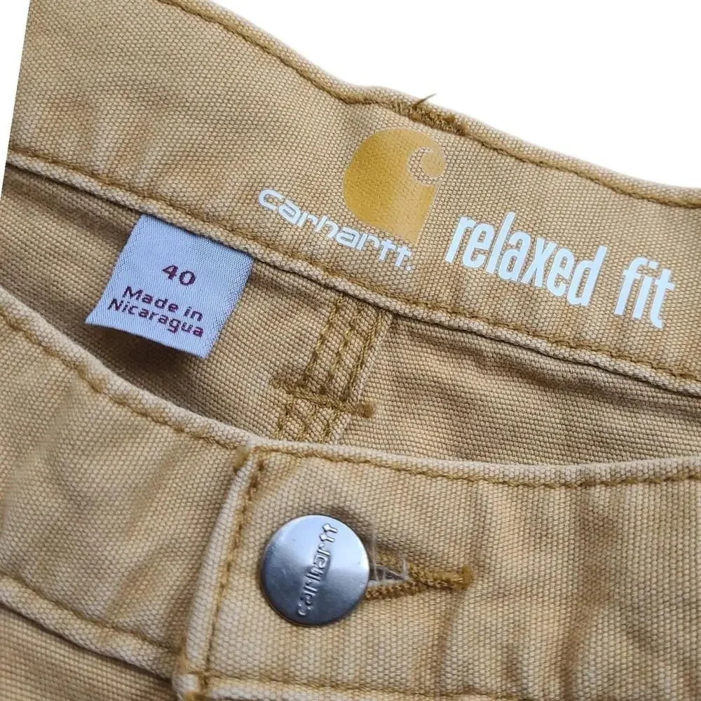 Carhartt Relaxed Fit Work Shorts Tan Canvas Carpenter Utility Size 48
